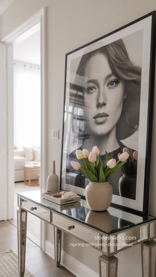 Spring Entryway with Bold Black-and-White Statement Print