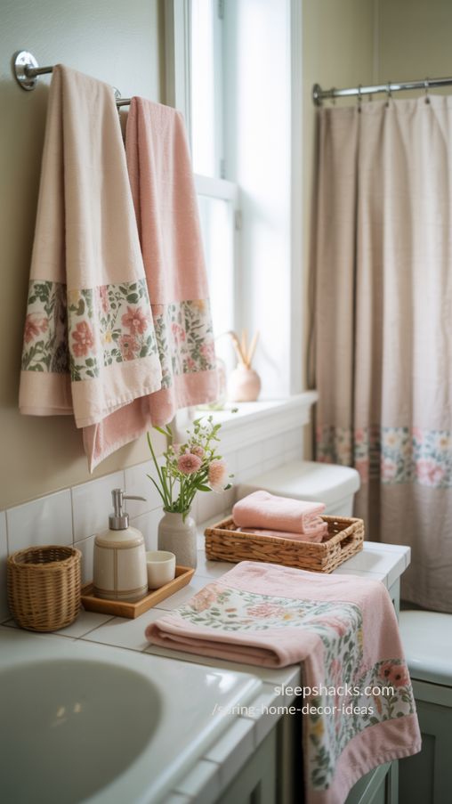Spring Home Decor Ideas with Fresh Towels and Bathroom Accents