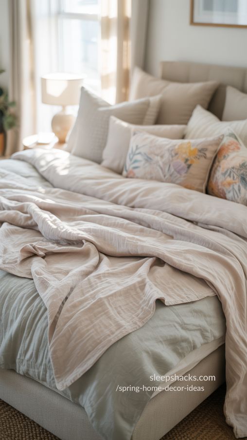 Spring Home Decor Ideas with Light and Airy Bedding
