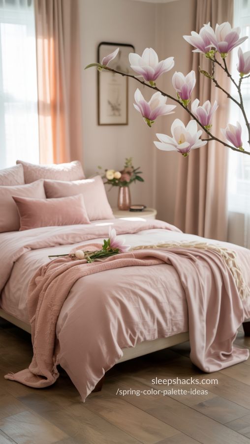 Spring Magnolias Classic Pink and Cream Elegance