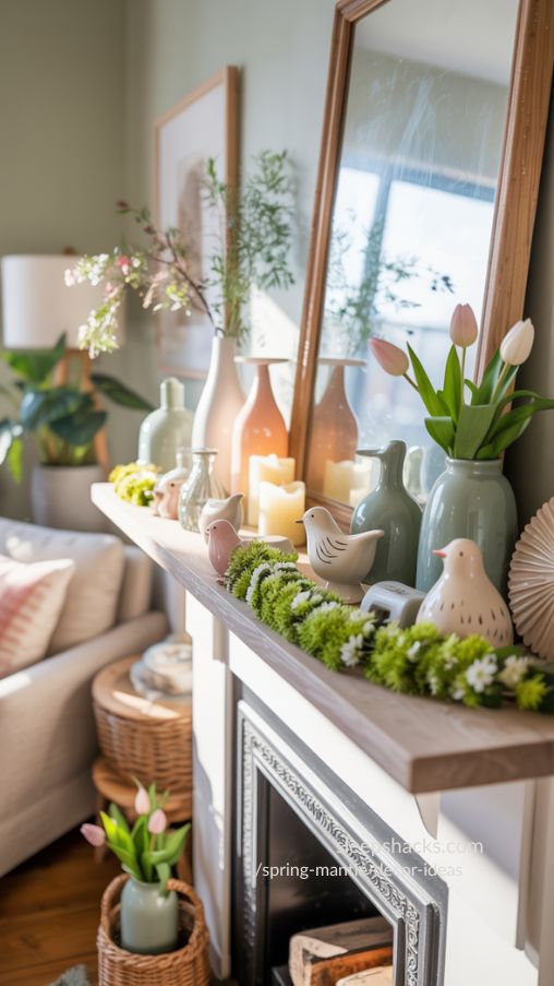 Spring Mantle Decor Ideas | Bright, Fresh, and Playful Fireplace Styling