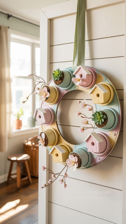 Spring Muffin Tin Wreath DIY Home Decor