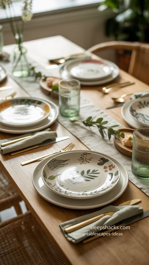 Spring Tablescapes Ideas with Nature-Inspired Plates
