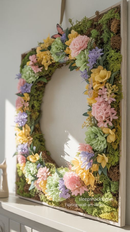 Spring Wreath Canvas for Cheerful and Textured Wall Art