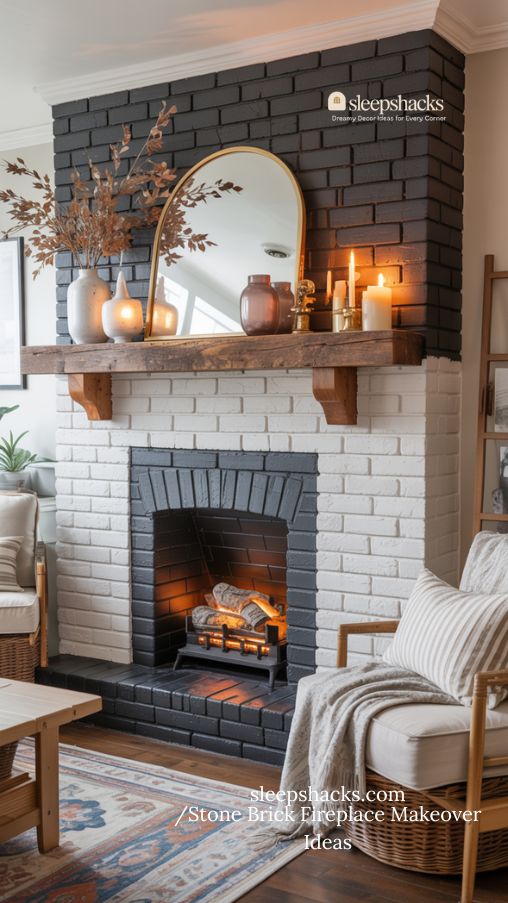 Stone Brick Fireplace Makeover Budget-Friendly Paint Ideas