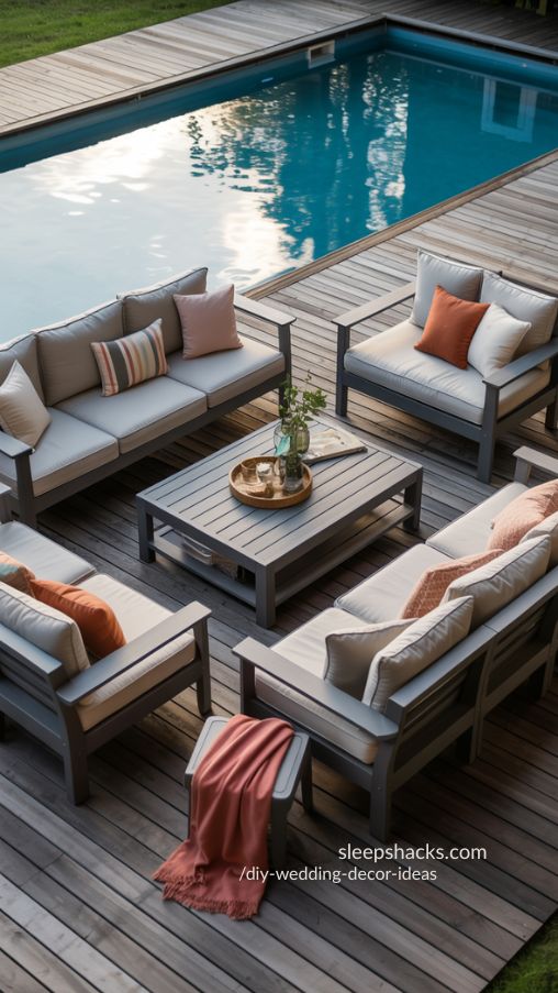 Stylish Backyard Pool Deck with Coordinated Outdoor Furniture