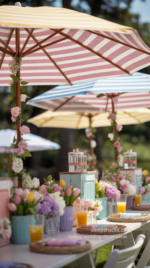 Sun Umbrella Drink Stations for a Charming Spring Wedding