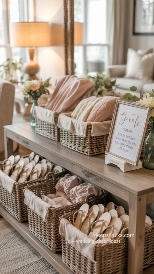 Photorealistic interior photography of a bright farmhouse style dining table set for a wedding featuring DIY menus styled on each place setting, printed on quality textured cardstock in blush, ivory, and sage tones to match table décor, minimalist floral arrangements and greenery subtly placed around menus, linen napkins neatly folded beside gold or wooden cutlery, small decorative accents like ribbon or wax seals coordinating with wedding palette, warm natural sunlight streaming through windows casting soft shadows across the table, shallow depth of field, 50mm lens aesthetic, ultra realistic paper and floral textures, airy romantic atmosphere, Pinterest editorial styling, vertical composition, high resolution, no people, focus on menu design and cohesive table styling