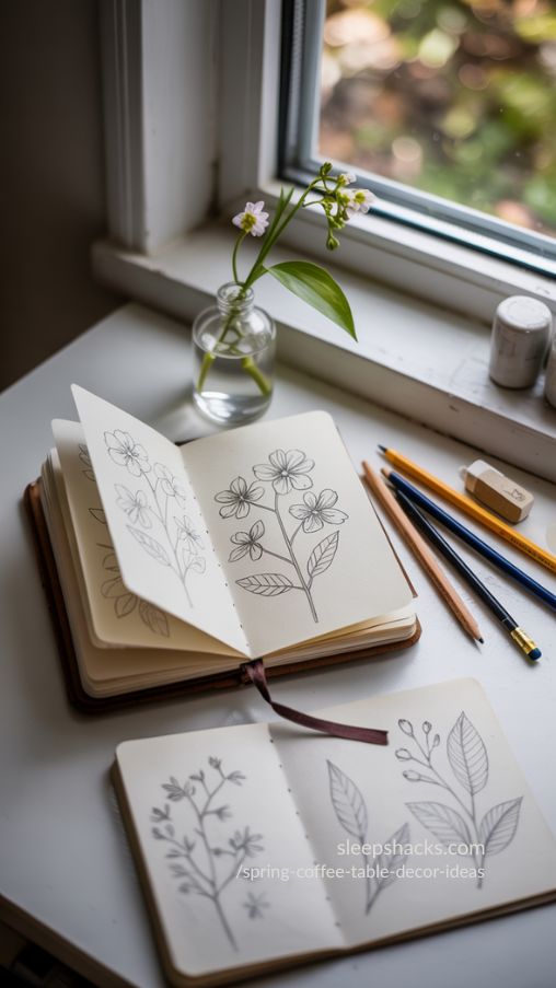 Tiny Floral Sketch Journals for Mindful Spring Botanical Art