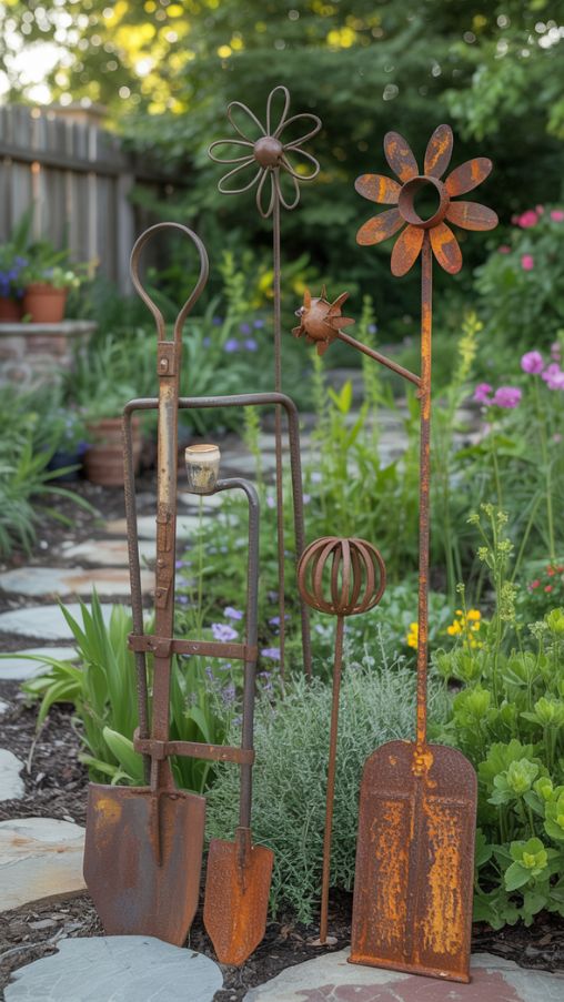 Transform Scrap Metal Into Art with DIY Rusty Garden Sculptures