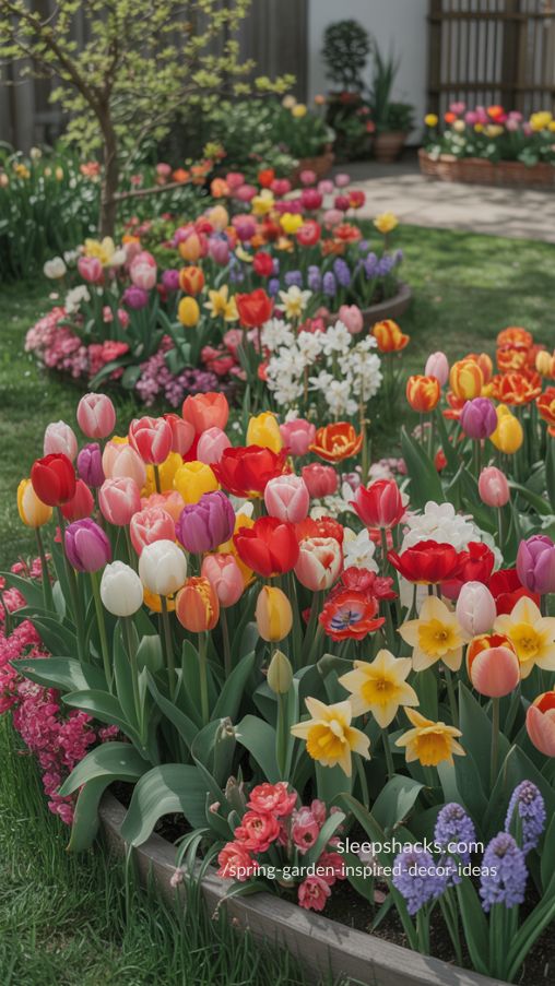 Tulip Beds for Vibrant Outdoor Color – Cheerful Spring Garden Inspiration