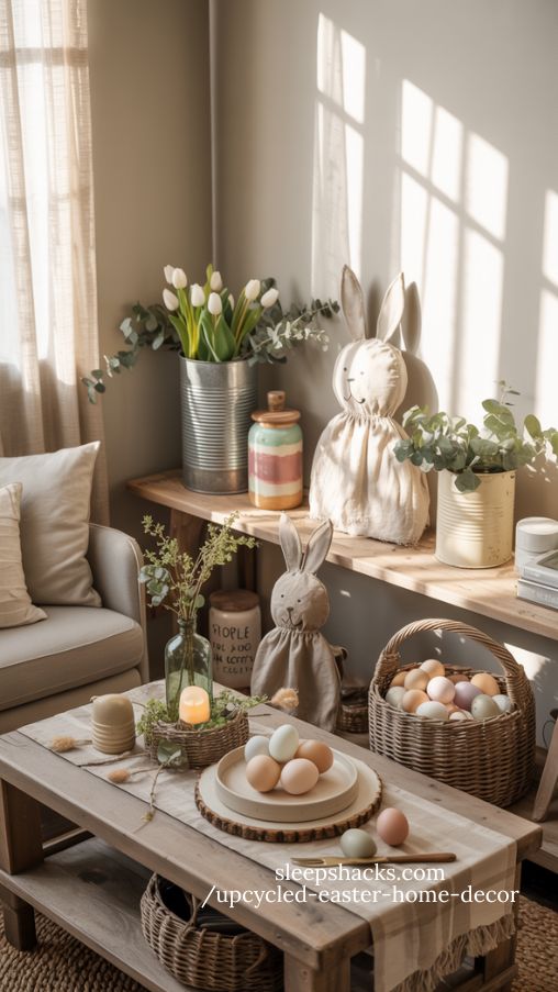 Upcycled Easter Home Decor with Soft Natural Spring Styling