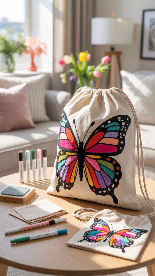 Velvet Art Butterfly Drawstring Bag – Creative & Wearable Spring Craft