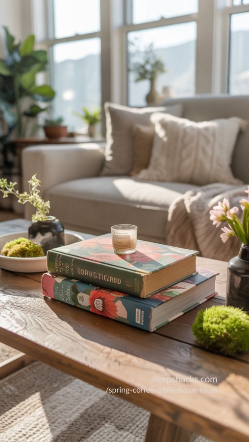 Vintage Books and Seasonal Coffee Table Vignettes – Spring Coffee Table Styling