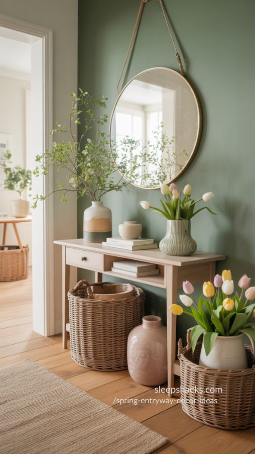 Warm Sage and Pastel Spring Entryway Color Palette