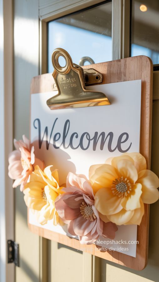 Welcome Floral Clipboard Sign Spring DIY Home Decor