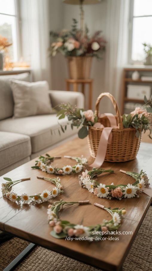 Whimsical Handmade Flower Crowns for Bridesmaids and Flower Girls