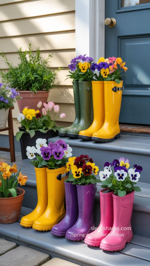 Whimsical Rain Boot Planters