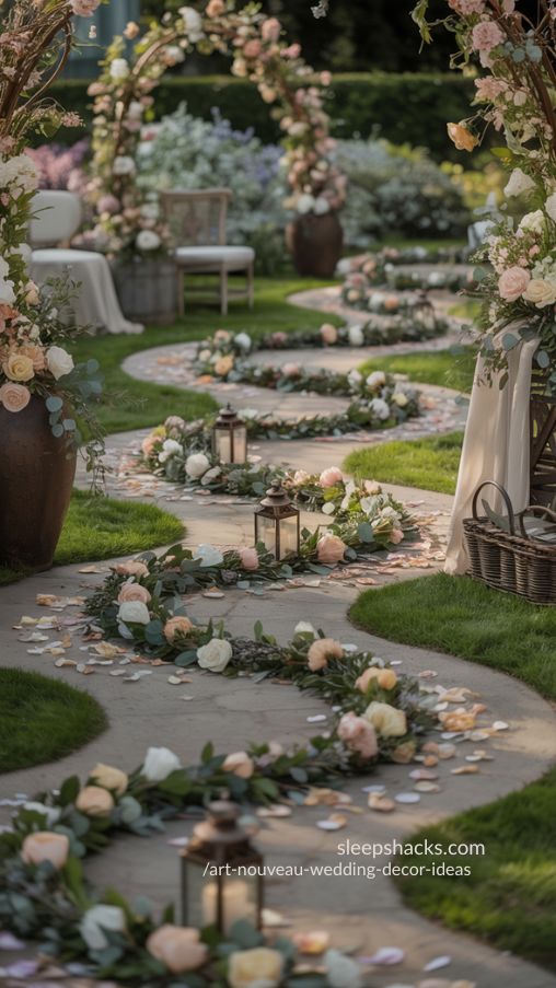 Winding Garden Pathways for Art Nouveau Storybook Wedding