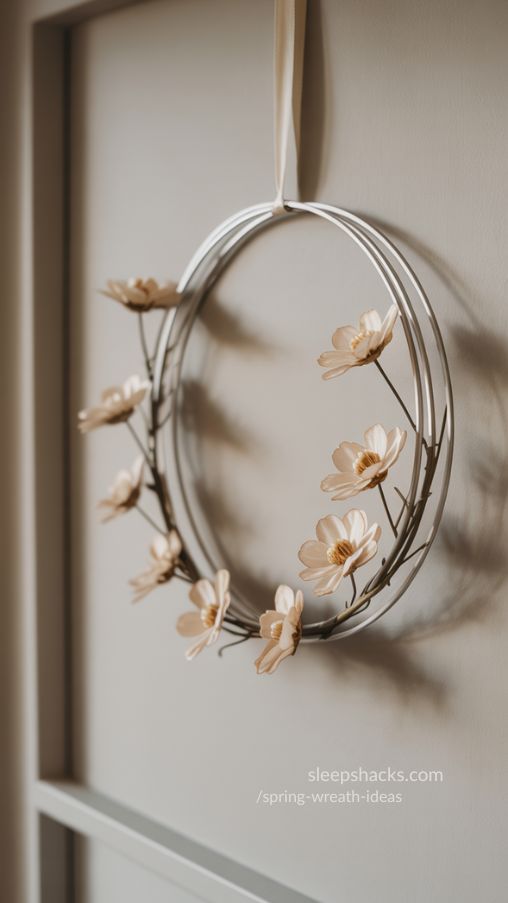 Wire Minimalist Floral Wreath – Elegant Spring Home Decor