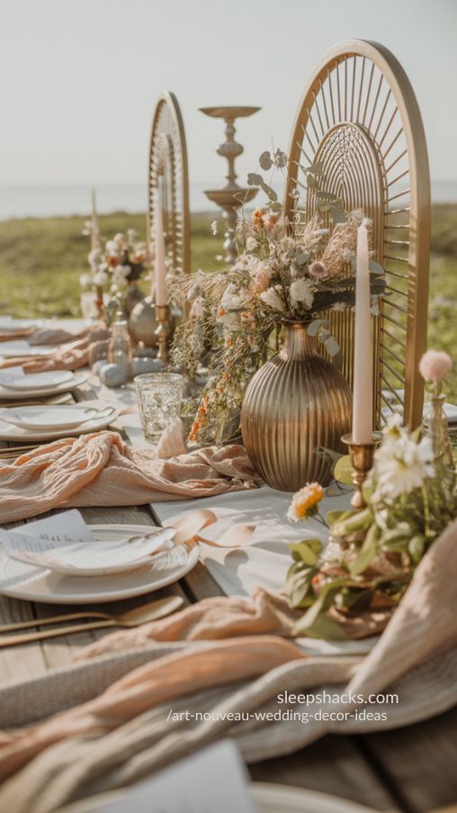 oho Meets Art Nouveau Wedding Styling with Flowing Florals and Textures