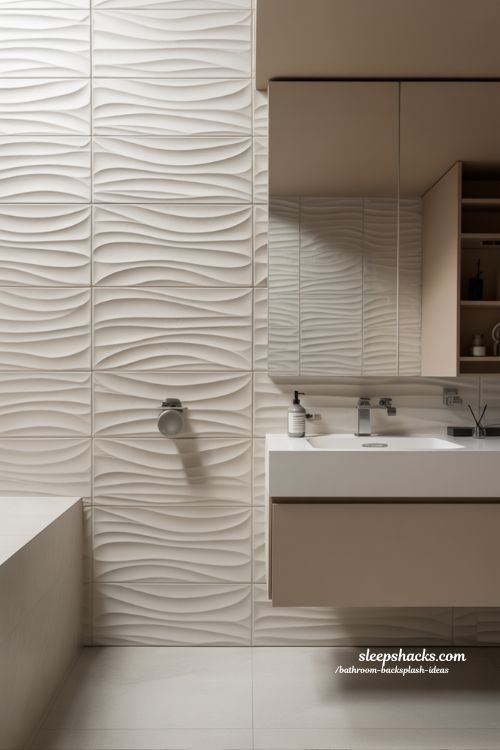 3D Textured Tile Bathroom Backsplash Ideas for Depth and Drama