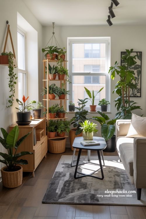 Adding Greenery to Very Small Living Rooms