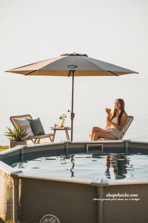 Affordable Umbrella Shade Above Ground Pool Budget Backyard Idea