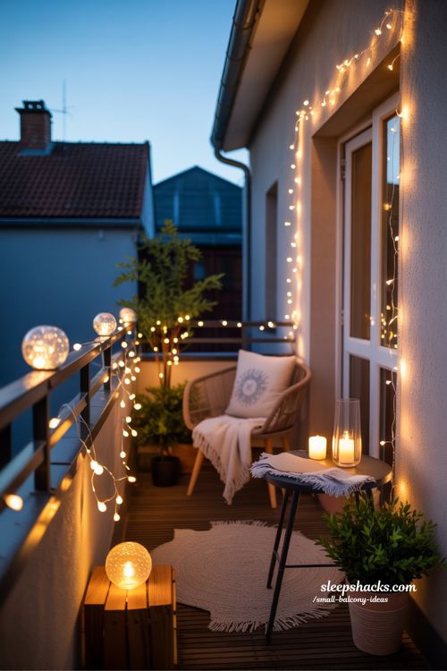 Balcony Lighting Magic Small Balcony Ideas