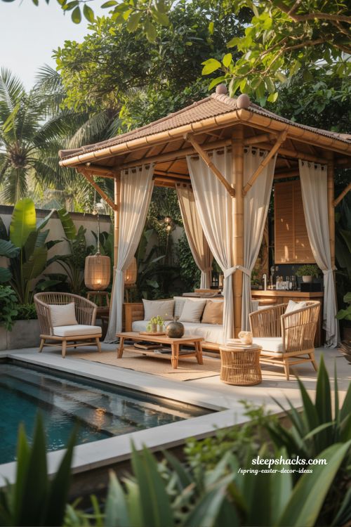 Bali-Inspired Tropical Pool House Guest House Combo Retreat