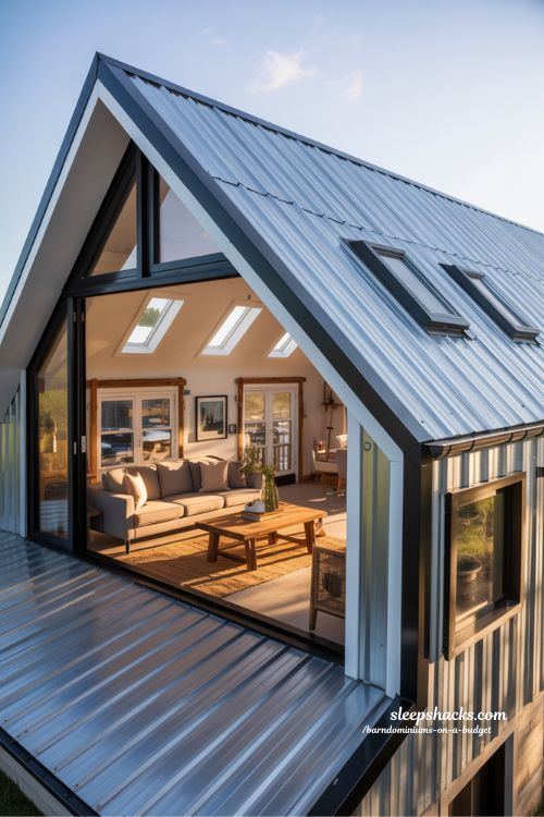 Barndominium with Steel Roof and Skylights on a Budget