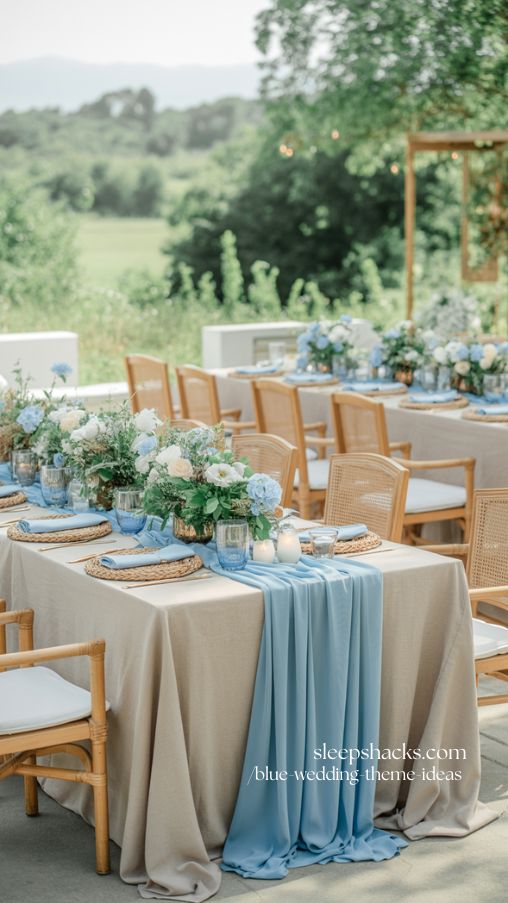 Blue and Beige Wedding Theme for Warm Summer Balance