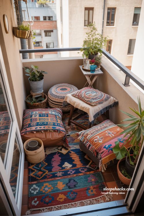 Bohemian Balcony Charm with Textiles