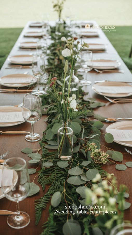 Boho Chic Greenery Wedding Table Centerpieces