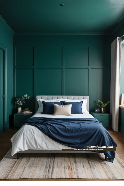 Bold Color Drench for Dramatic Small Bedroom Impact