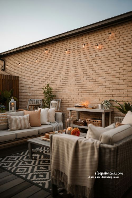 Brick Wall Outdoor Living Room Back Patio Ideas