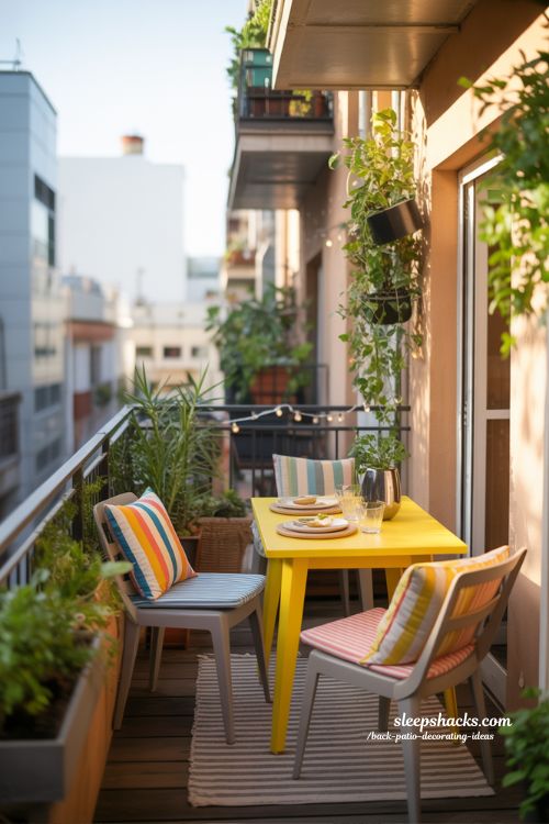 Bright Apartment Balcony Back Patio Ideas for Vibrant Dining