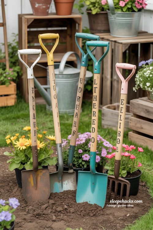 Broken Tool Garden Art with Whimsical Vintage Charm