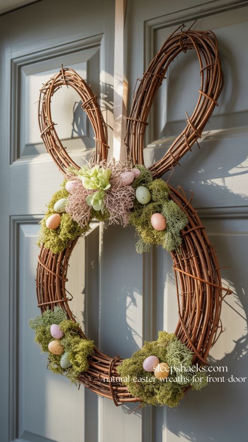 Bunny Head Grapevine Wreath for Whimsical Easter Front Door