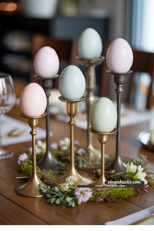 Candlestick Egg Display Easter Centerpiece
