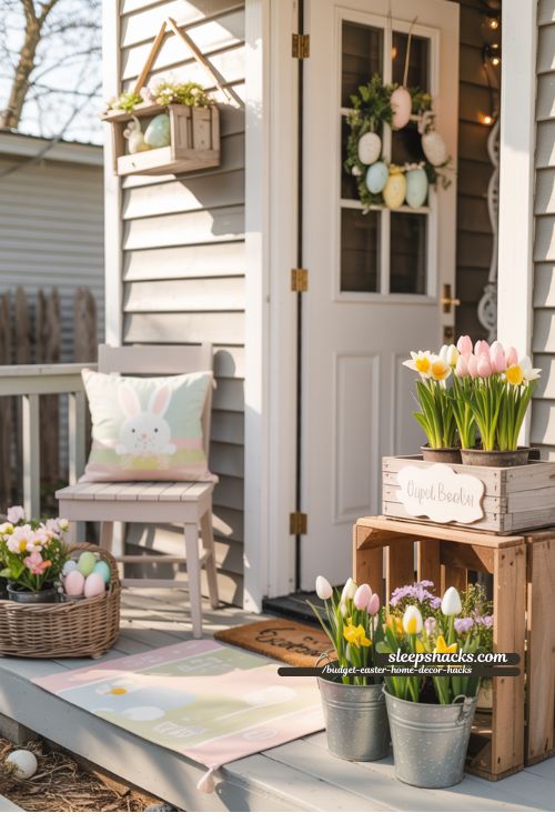 Cheap Easter Front Porch Decor Ideas with Simple DIY Spring Decorations