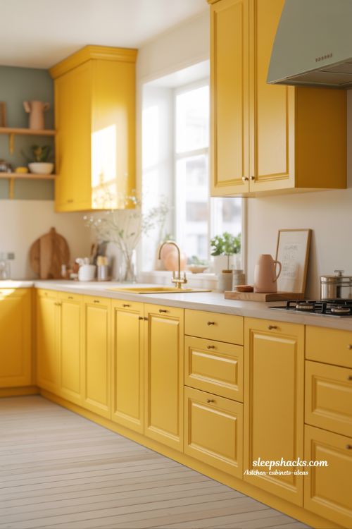 Cheerful Yellow Kitchen Cabinets Ideas for a Bright Happy Space