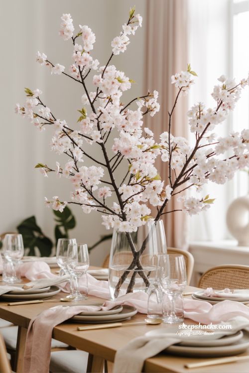 Cherry Blossom Inspired Spring Tablescape Romantic