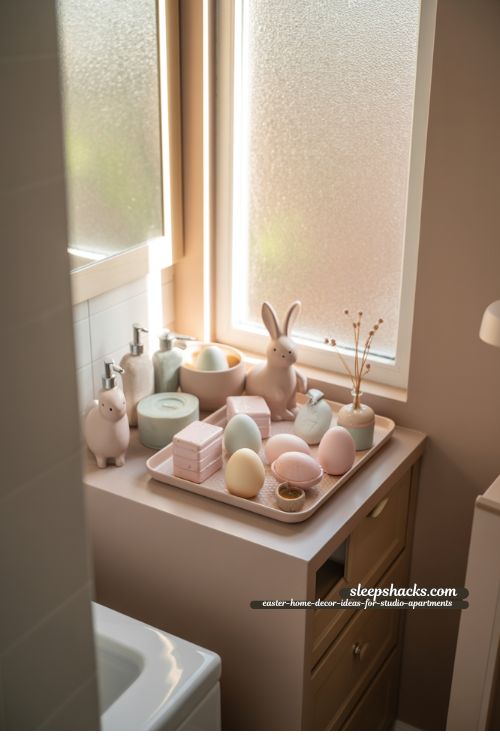 Chic Pastel Easter Bathroom Decor for Studio Apartments