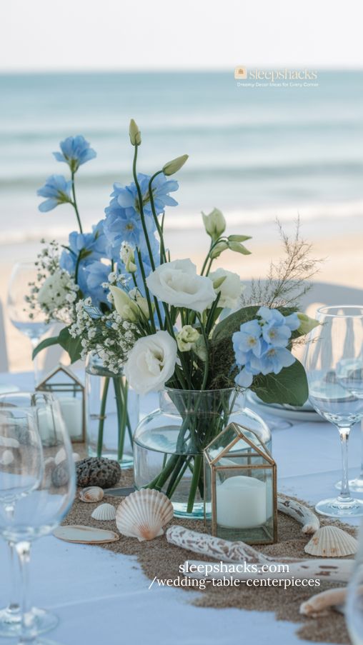 Coastal Wedding Table Centerpieces
