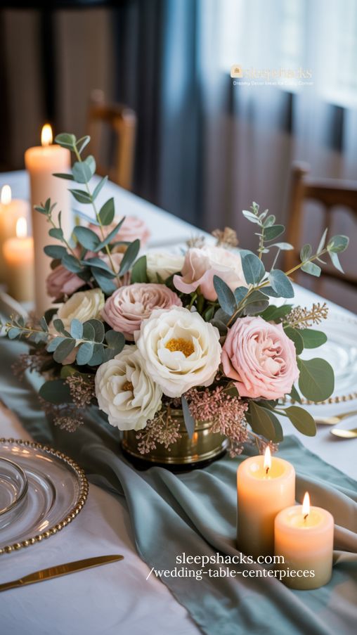 Color-Coordinated Wedding Table Centerpieces