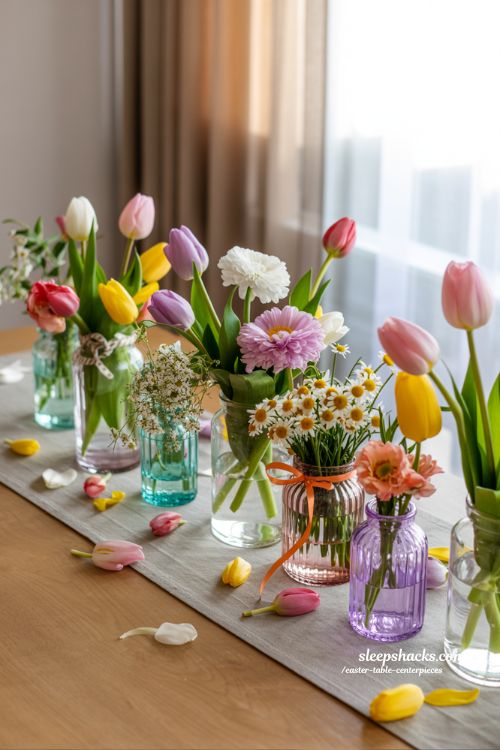 Colorful Spring Garden Easter Table Centerpiece Ideas
