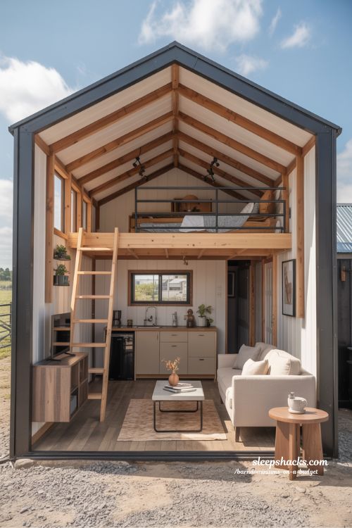 Compact Barndominium Floor Plan with Loft Living Space
