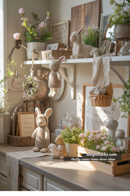 Cottagecore Easter Spring Vignettes with Thrifted Finds