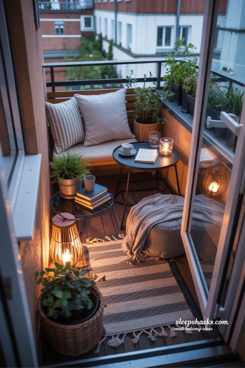 Cozy Corner Oasis Small Balcony Reading Nook
